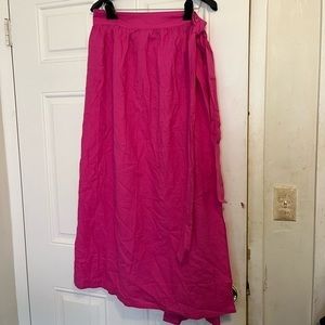 NYC  New York and Company Pink Long Wrap Tie Skirt Size Large